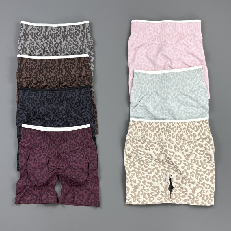 Yoga Fitness Pants - HISTELLO Gym Shorts Leopard Print Women