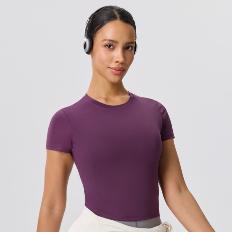 Solid Color Slim Casual Yoga T - Yoga Fitness Training 评论和价格