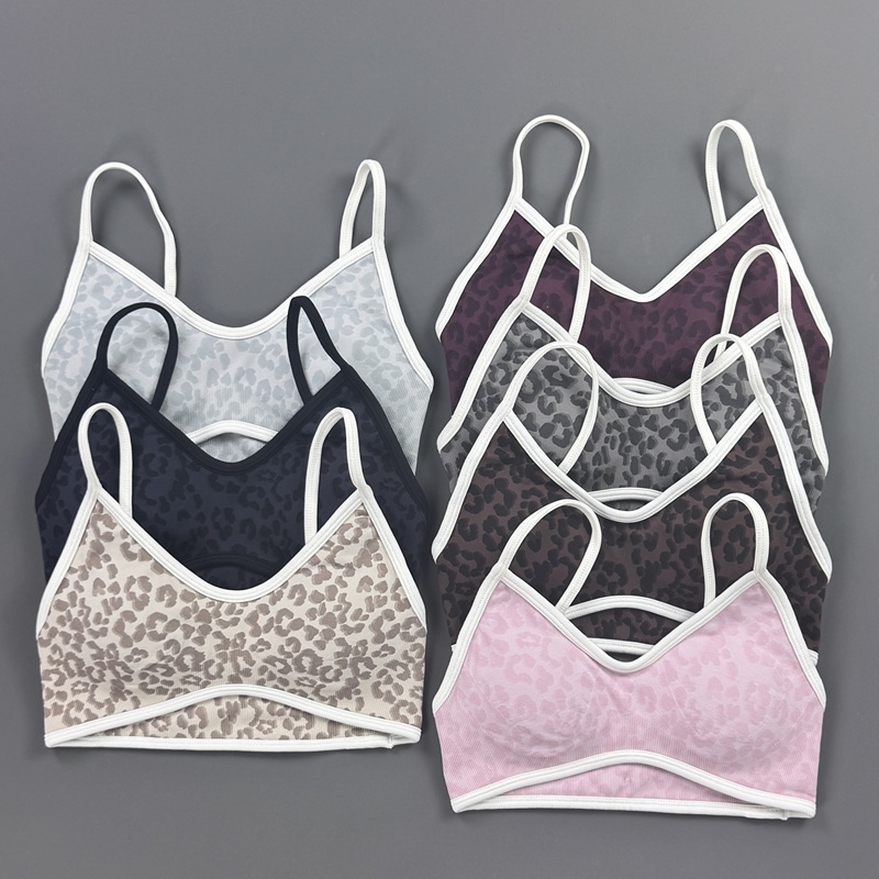 Sports Bra Women Leopard Print - Yoga Fitness Stretching Strap 评论和价格