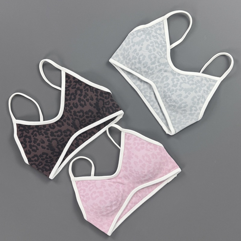 Sports Bra Women Leopard Print - Yoga Fitness Stretching Strap 评论和价格