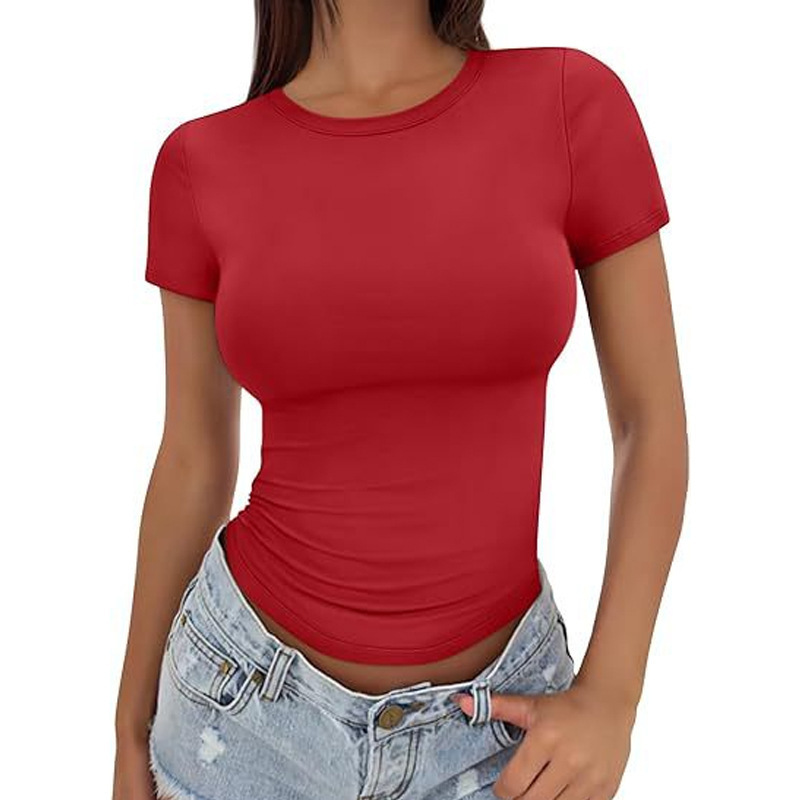 Set-in Shoulder Crew Neck Shor - Yoga Fitness Training 评论和价格